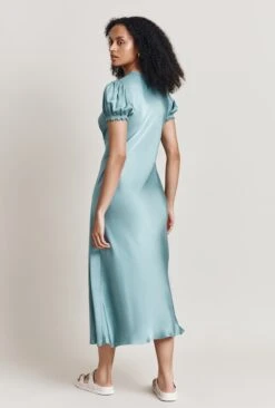 Clemence Satin Midi Dress Petrol Green -Ghost Fashion Store D06G084 K72 28042 650px 964px