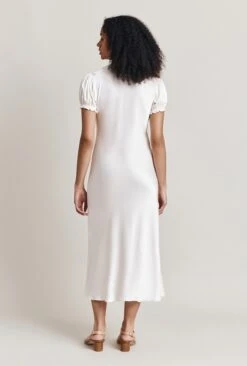 Clemence Satin Midi Dress Ivory -Ghost Fashion Store D06G084 M12 28046 650px 964px