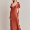 Jennifer Satin Midi Dress Orange -Ghost Fashion Store D06G089 F06 28400 650px 964px