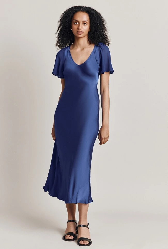 Jennifer Satin Midi Dress Blue 3 Jennifer Satin Midi Dress Blue