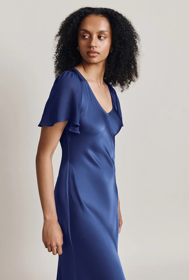 Jennifer Satin Midi Dress Blue 5 Jennifer Satin Midi Dress Blue - Image 3