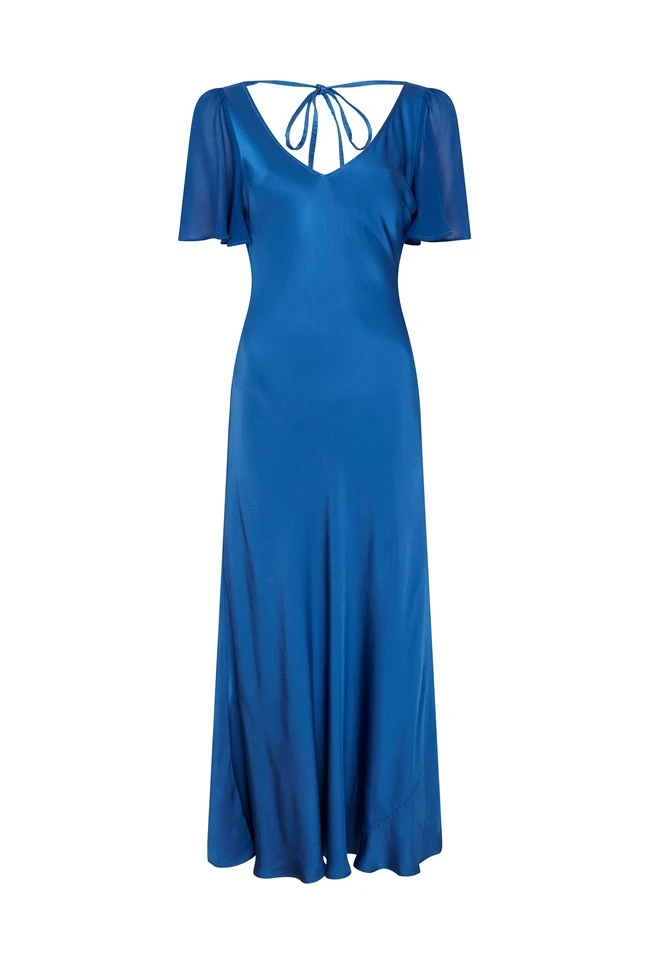 Jennifer Satin Midi Dress Blue 7 Jennifer Satin Midi Dress Blue - Image 5
