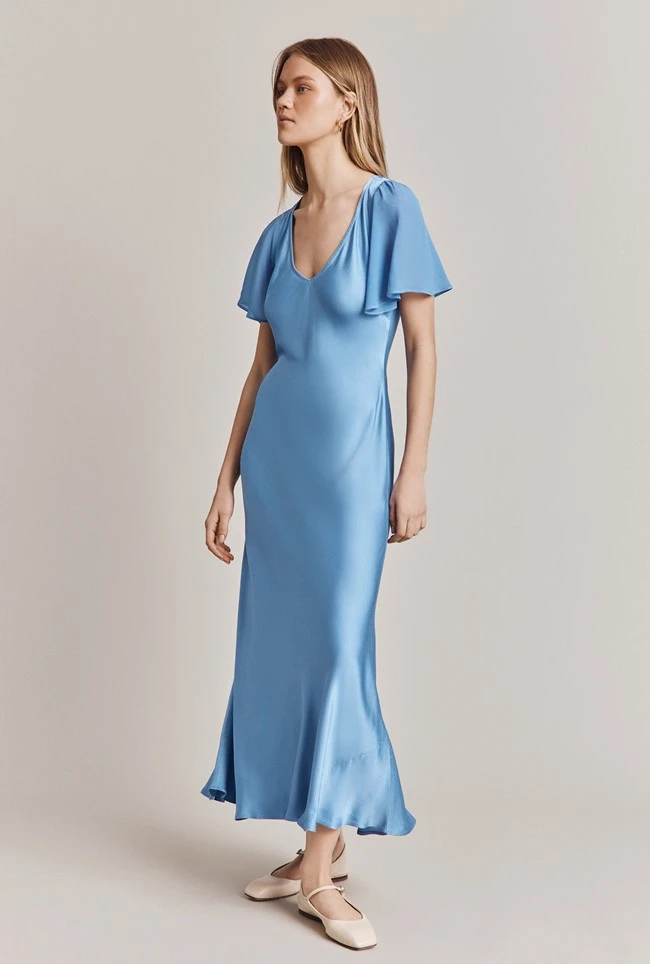 Jennifer Satin Midi Dress Cornflower Blue 4 Jennifer Satin Midi Dress Cornflower Blue - Image 2