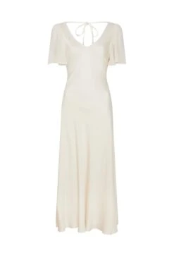 Jennifer Satin Midi Dress Ivory -Ghost Fashion Store D06G089 M12 28411 650px 964px