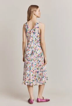 Summer Umbrella Petals Satin Midi Dress Pink Umbrella Petals -Ghost Fashion Store D06G095 Z58 28150 650px 964px