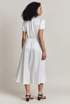 Hana Satin Midi Dress White Spot -Ghost Fashion Store D06G099 Z70 28205 650px 964px