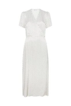 Hana Satin Midi Dress White Spot -Ghost Fashion Store D06G099 Z70 28208 650px 964px