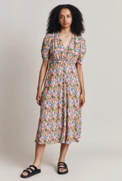 Lucy Crepe Midi Dress Sunshine Floral -Ghost Fashion Store D06G102 Z61 28421 650px 964px