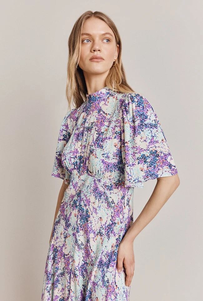 Penny Crepe Midi Dress Blue Dotty Clouds 3 Penny Crepe Midi Dress Blue Dotty Clouds