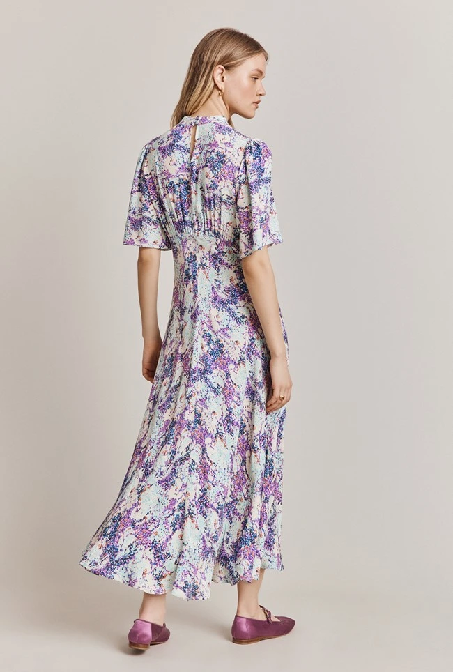 Penny Crepe Midi Dress Blue Dotty Clouds 6 Penny Crepe Midi Dress Blue Dotty Clouds - Image 4