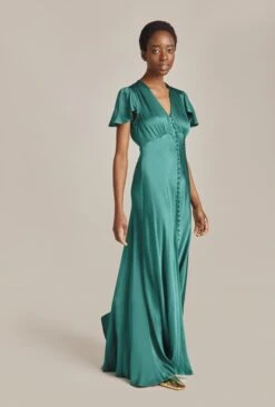 Delphine Satin Maxi Dress Emerald Green -Ghost Fashion Store D07G022 J35 28471 650px 964px