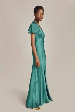 Delphine Satin Maxi Dress Emerald Green -Ghost Fashion Store D07G022 J35 28473 650px 964px