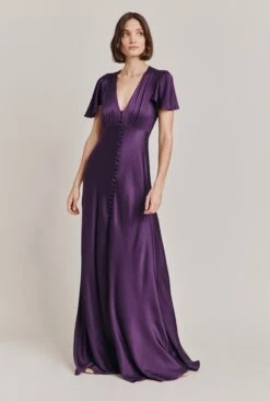 Delphine Satin Maxi Dress Blackberry