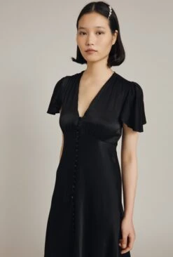 Grace Satin Midi Dress Black -Ghost Fashion Store D07G023 A01 29038 650px 964px