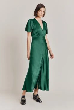 Grace Satin Midi Dress Dark Green -Ghost Fashion Store D07G023 J13 28680 650px 964px