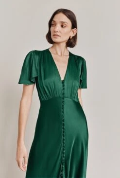 Grace Satin Midi Dress Dark Green -Ghost Fashion Store D07G023 J13 28681 650px 964px
