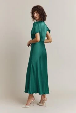 Grace Satin Midi Dress Dark Green -Ghost Fashion Store D07G023 J13 29563 650px 964px