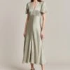 Grace Satin Midi Dress Seagrass -Ghost Fashion Store D07G023 J32 28699 650px 964px