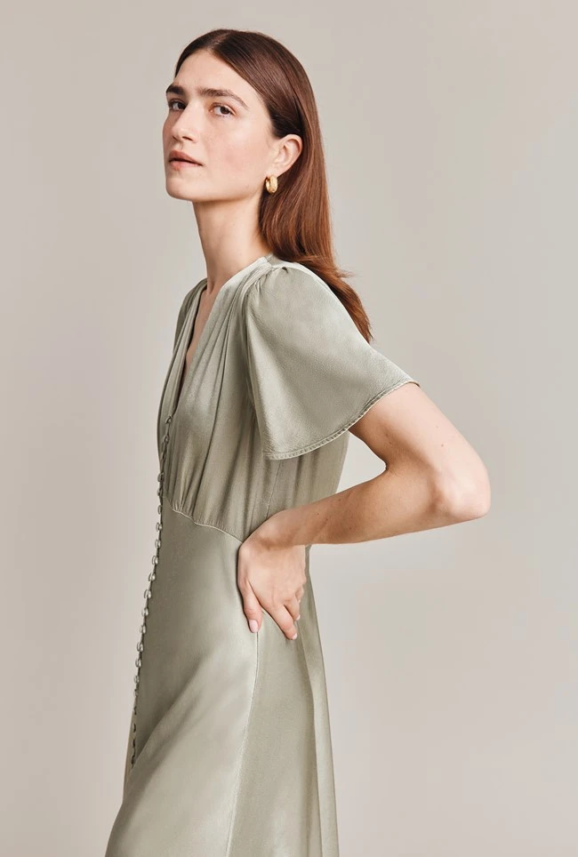 Grace Satin Midi Dress Seagrass 4 Grace Satin Midi Dress Seagrass - Image 2