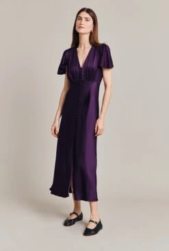 Grace Satin Midi Dress Dark Purple -Ghost Fashion Store D07G023 L91 28685 650px 964px