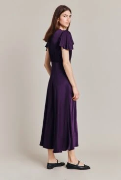 Grace Satin Midi Dress Dark Purple -Ghost Fashion Store D07G023 L91 28687 650px 964px