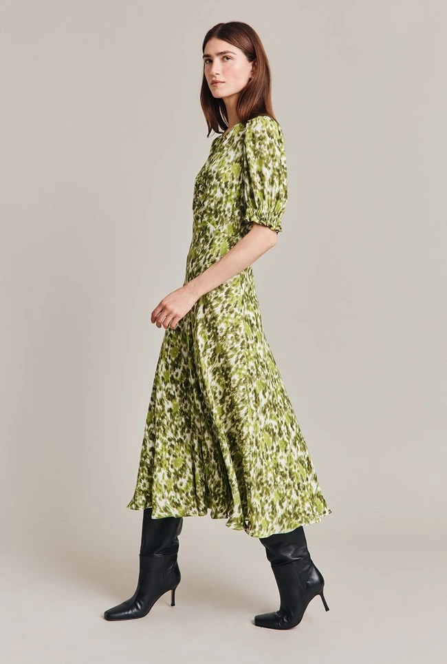 Lainey Crepe Midi Dress Green Ikat 6 Lainey Crepe Midi Dress Green Ikat - Image 4
