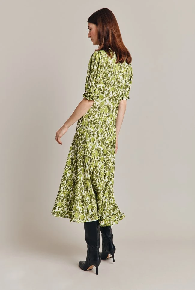 Lainey Crepe Midi Dress Green Ikat 9 Lainey Crepe Midi Dress Green Ikat - Image 7