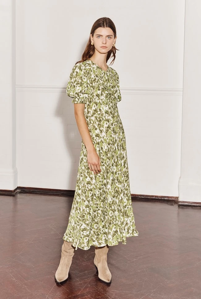 Lainey Crepe Midi Dress Green Ikat 8 Lainey Crepe Midi Dress Green Ikat - Image 6