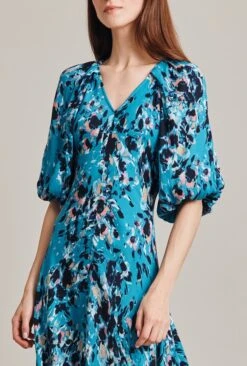 Dana Crepe Midi Dress Blue Inky Flowers -Ghost Fashion Store D07G030 Z77 28944 650px 964px
