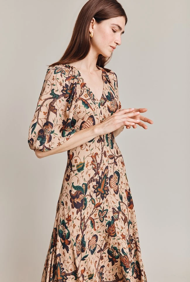 Dana Crepe Midi Dress Cream Jacobean Floral 4 Dana Crepe Midi Dress Cream Jacobean Floral - Image 2