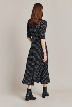 Wilma Crepe Midi Dress Black Spot -Ghost Fashion Store D07G034 Z14 28856 650px 964px