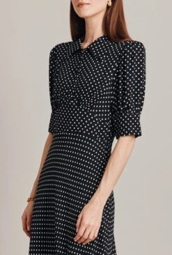 Wilma Crepe Midi Dress Black Spot -Ghost Fashion Store D07G034 Z14 28952 650px 964px
