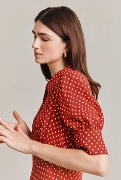 Wilma Crepe Midi Dress Red Spot -Ghost Fashion Store D07G034 Z78 29043 650px 964px