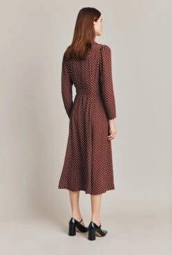 Lucinda Satin Midi Dress Russet Spot -Ghost Fashion Store D07G040 Z15 28902 650px 964px
