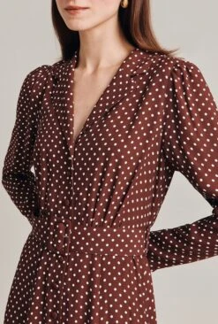 Lucinda Satin Midi Dress Russet Spot -Ghost Fashion Store D07G040 Z15 28982 650px 964px