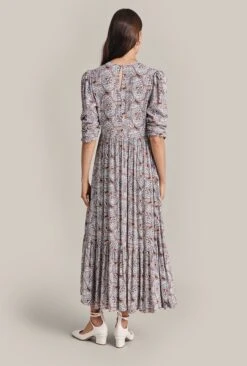 Maya Crepe Midi Dress Blue Paisley Star -Ghost Fashion Store D07G043 Z05 29387 650px 964px