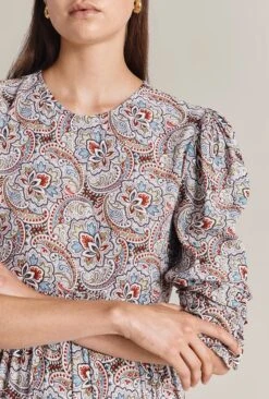 Maya Crepe Midi Dress Blue Paisley Star -Ghost Fashion Store D07G043 Z05 29558 650px 964px