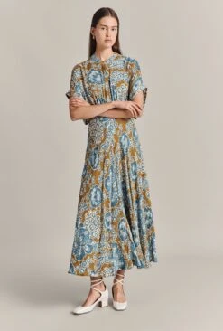 Harriet Crepe Midi Dress Blue Tapestry 11 Harriet Crepe Midi Dress Blue Tapestry -Ghost Fashion Store D07G044 Z06 29161 650px 964px