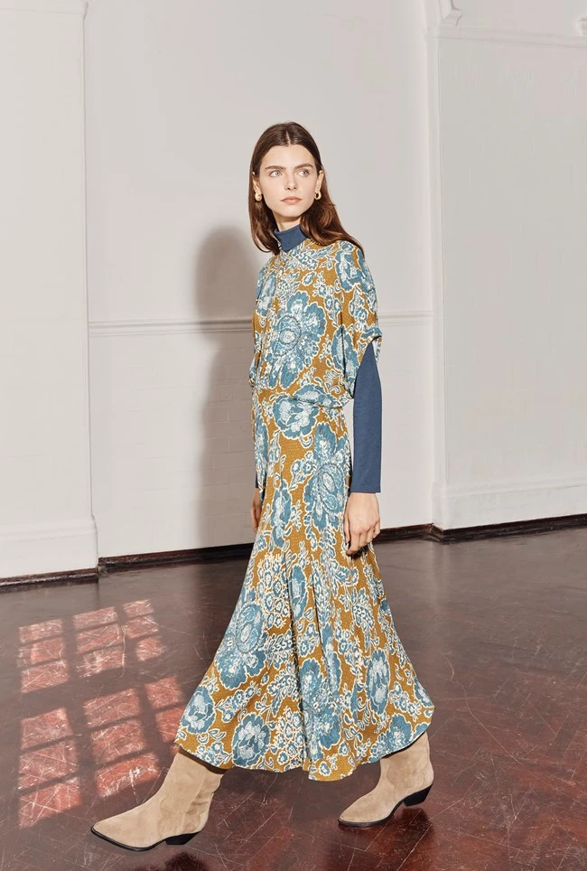 Harriet Crepe Midi Dress Blue Tapestry 3 Harriet Crepe Midi Dress Blue Tapestry