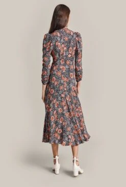 Erin Crepe Midi Dress Red Batik Bloom -Ghost Fashion Store D07G045 Z08 29124 650px 964px