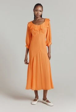 Poppy Polka Dot Godet Georgette Dress -Ghost Fashion Store D08G052 Z23 31455 650px 964px