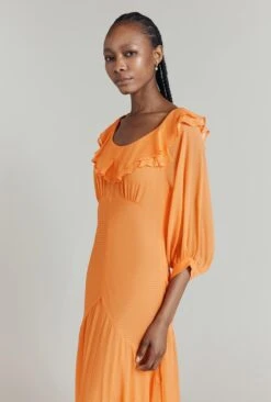 Poppy Polka Dot Godet Georgette Dress -Ghost Fashion Store D08G052 Z23 31458 650px 964px