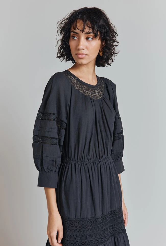 Leoni Lace Trim Cotton Midi Dress 4 Leoni Lace Trim Cotton Midi Dress - Image 2