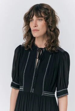 Emma Georgette Embroidered Midi Dress -Ghost Fashion Store D09G016 A01 33085 650px 964px