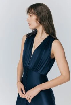 River V Neck Button Satin Maxi Dress -Ghost Fashion Store D10G001 K10 32837 650px 964px