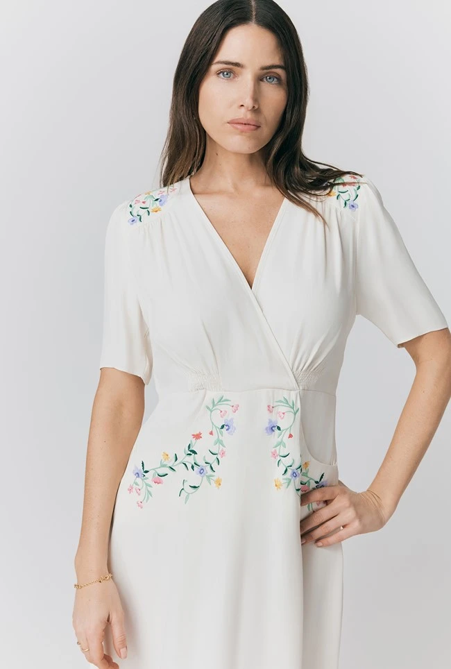 Maeve Embroidered Crepe Midi Tea Dress 4 Maeve Embroidered Crepe Midi Tea Dress - Image 2