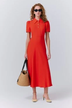 Verity Crepe Button Midi Dress