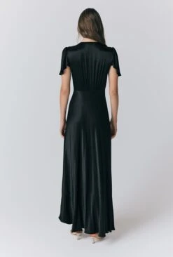 Delphine Button Satin Maxi Dress -Ghost Fashion Store D10G035 A01 33760 650px 964px