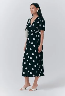 Jess Crepe Polka Dot Midi Tea Dress 9 Jess Crepe Polka Dot Midi Tea Dress -Ghost Fashion Store D10G039 Z14 33656 650px 964px