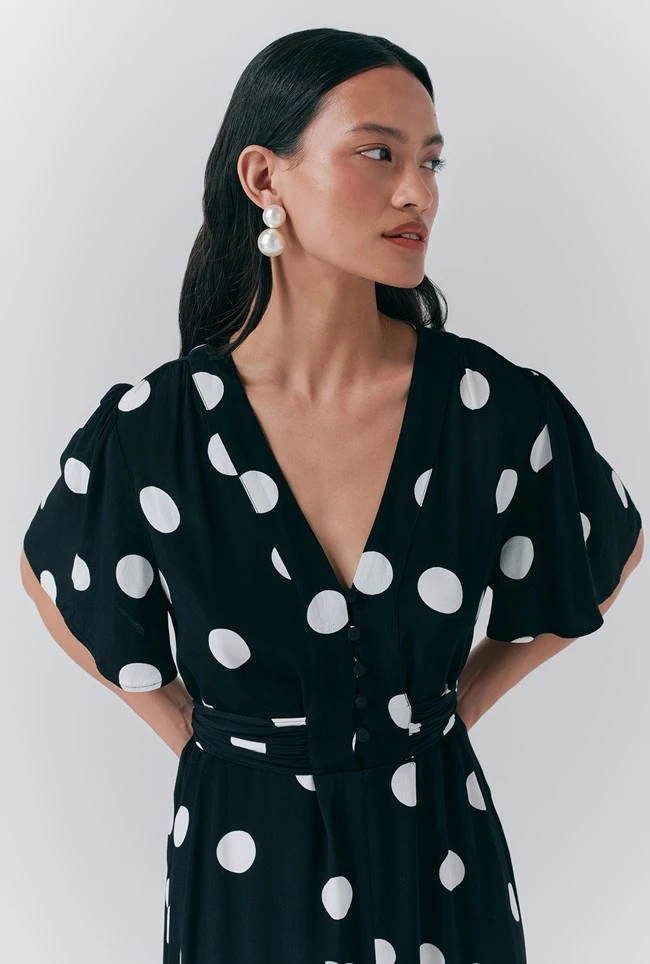 Jess Crepe Polka Dot Midi Tea Dress 4 Jess Crepe Polka Dot Midi Tea Dress - Image 2